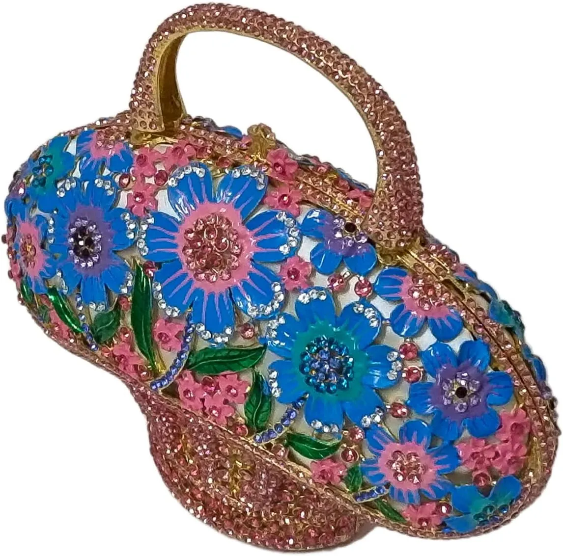 Fancy Vintage Flower Crystal Clutch Sunflower Basket Rhinestone Purse Women Evening Bag Party Cocktail Bag