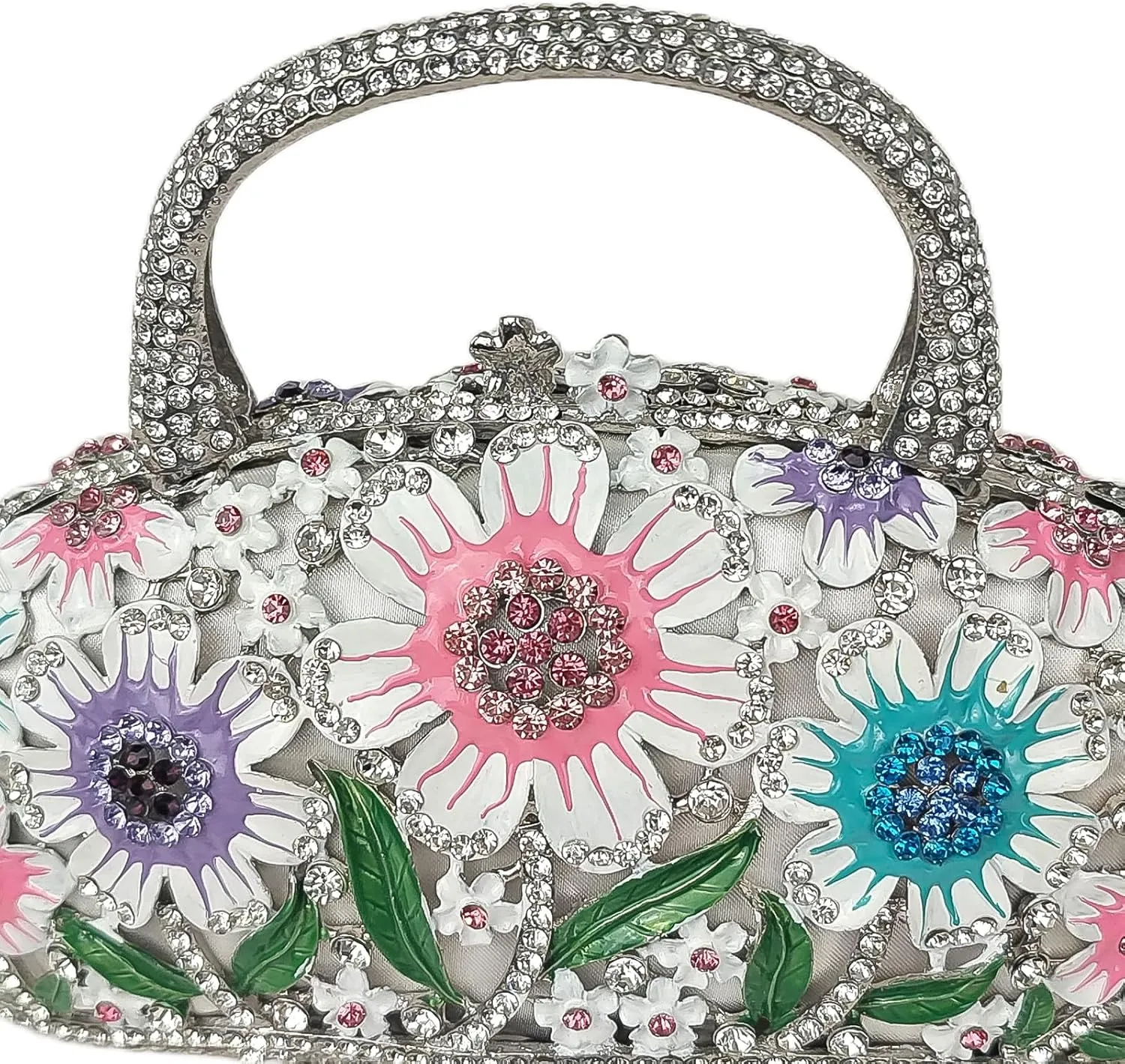 Fancy Vintage Flower Crystal Clutch Sunflower Basket Rhinestone Purse Women Evening Bag Party Cocktail Bag