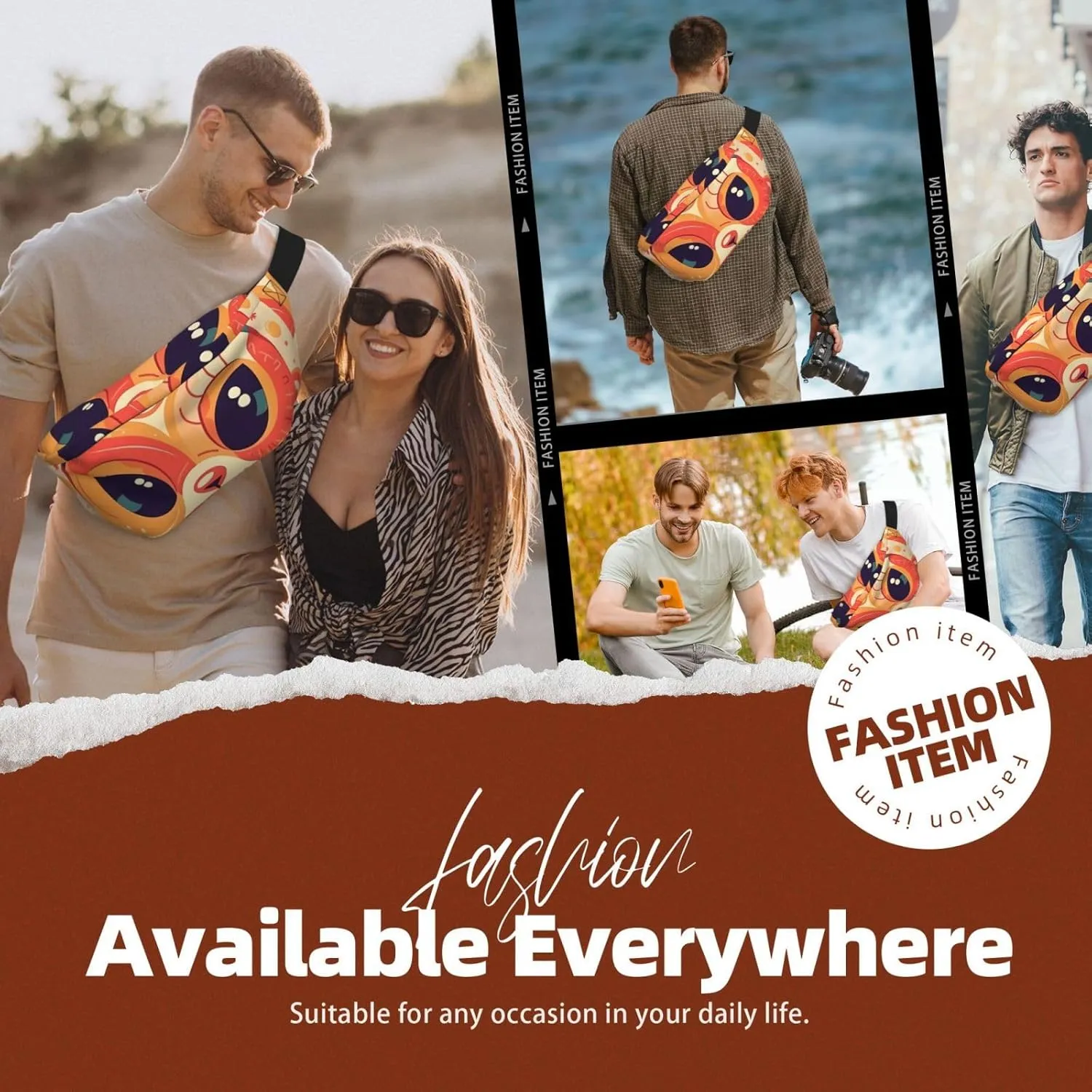 Fanny Pack for Men Women Patterned Cat Head Belt Bag with Adjustable Strap Fashion Waist Bag Waist Pack for Travel