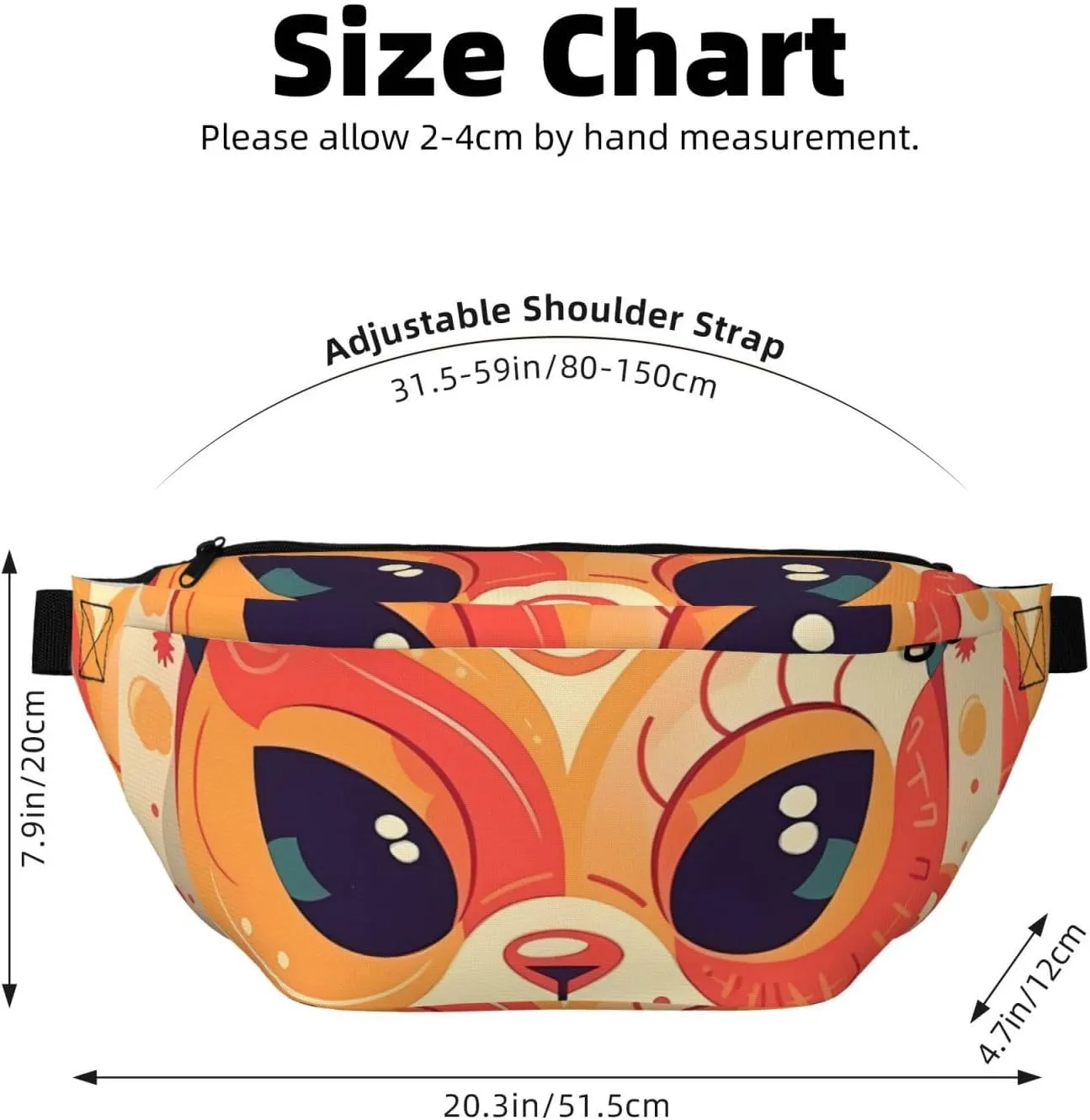 Fanny Pack for Men Women Patterned Cat Head Belt Bag with Adjustable Strap Fashion Waist Bag Waist Pack for Travel