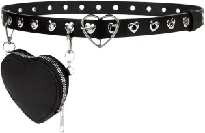 Fanny Pack for Women PU Leather Belt Goth Vegan Leather Women's Fanny Pack Mini Purse Belt Fashion Y2K Waist Pack Detachable (Black #1)