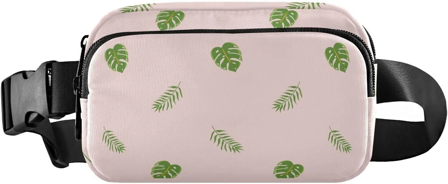 Fanny Pack Waist Bag for Men Women Tropical Green Leaves Crossbody Fashion Waist Packs Belt Bag with Adjustable Strap for Traveling, Hiking, Jogging, Cycling
