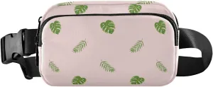 Fanny Pack Waist Bag for Men Women Tropical Green Leaves Crossbody Fashion Waist Packs Belt Bag with Adjustable Strap for Traveling, Hiking, Jogging, Cycling