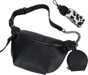 Fanny Packs Waist Bag for Women-Fashion Crossbody Bags Chest Purses Belt Bag with 2 Adjustable Strap (B-Black)