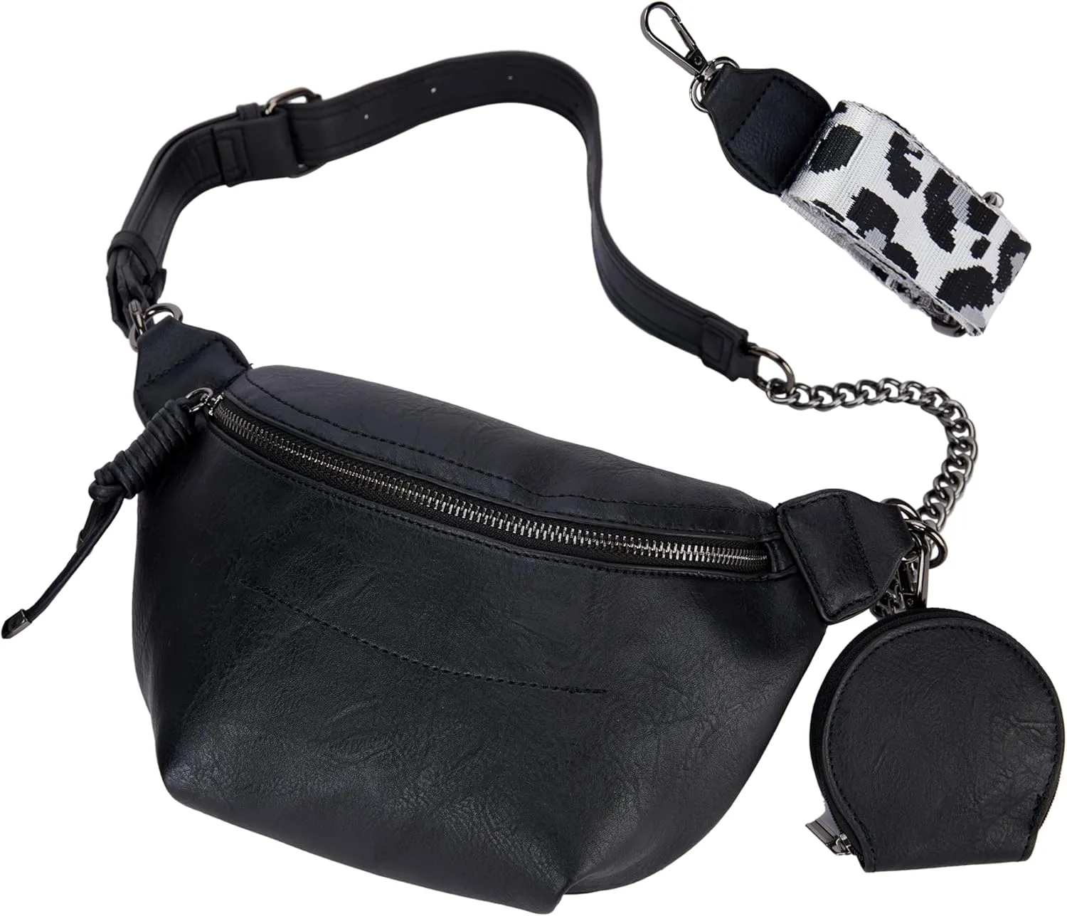 Fanny Packs Waist Bag for Women-Fashion Crossbody Bags Chest Purses Belt Bag with 2 Adjustable Strap (B-Black)