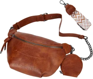 Fanny Packs Waist Bag for Women-Fashion Crossbody Bags Chest Purses Belt Bag with 2 Adjustable Strap (B-Brown)