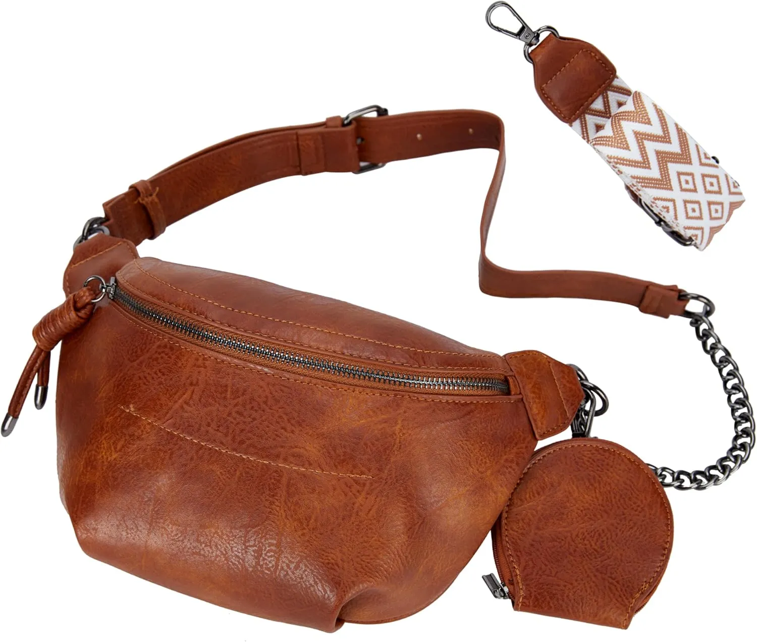 Fanny Packs Waist Bag for Women-Fashion Crossbody Bags Chest Purses Belt Bag with 2 Adjustable Strap (B-Brown)