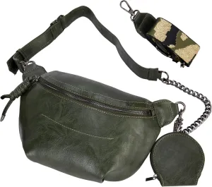 Fanny Packs Waist Bag for Women-Fashion Crossbody Bags Chest Purses Belt Bag with 2 Adjustable Strap (B-Green)