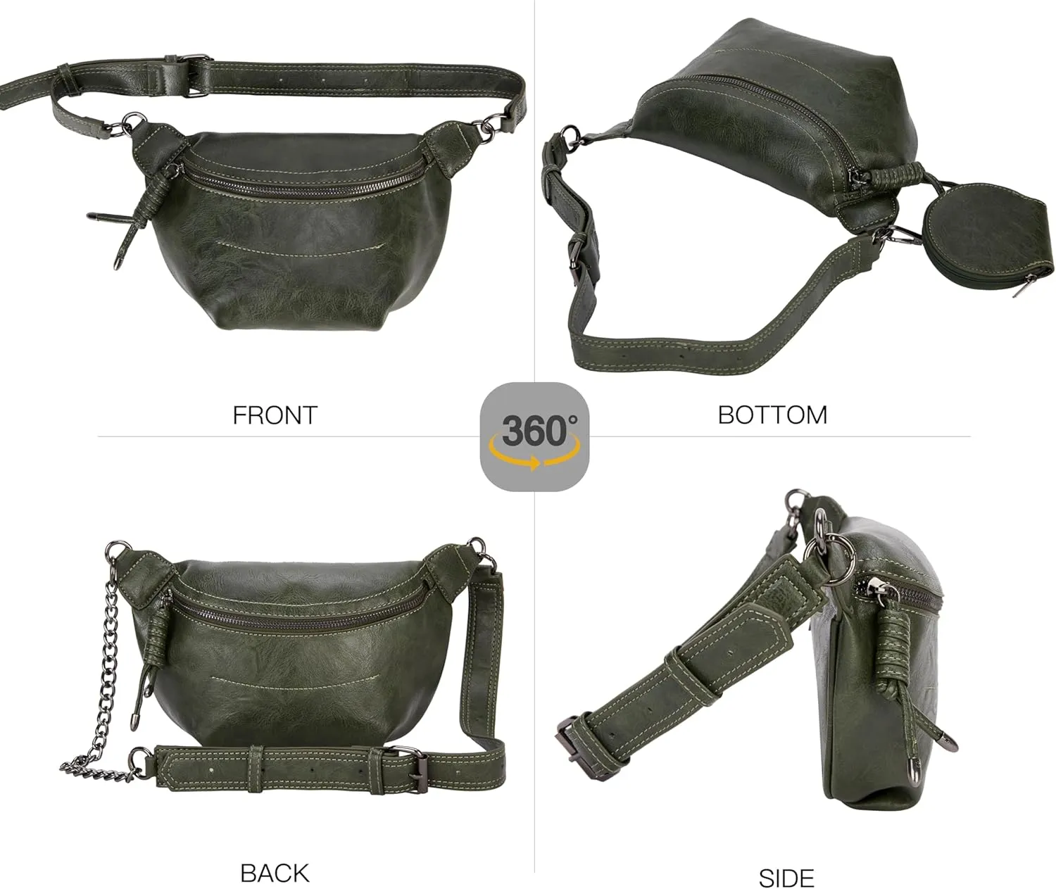 Fanny Packs Waist Bag for Women-Fashion Crossbody Bags Chest Purses Belt Bag with 2 Adjustable Strap (B-Green)