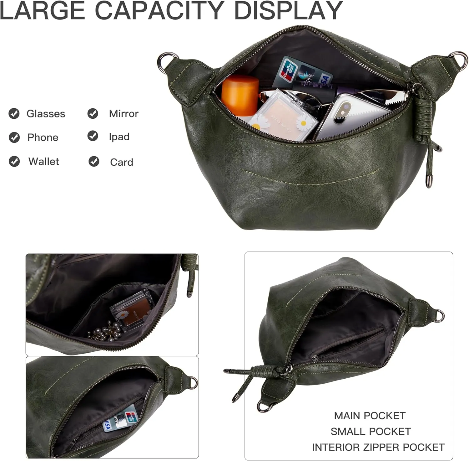 Fanny Packs Waist Bag for Women-Fashion Crossbody Bags Chest Purses Belt Bag with 2 Adjustable Strap (B-Green)