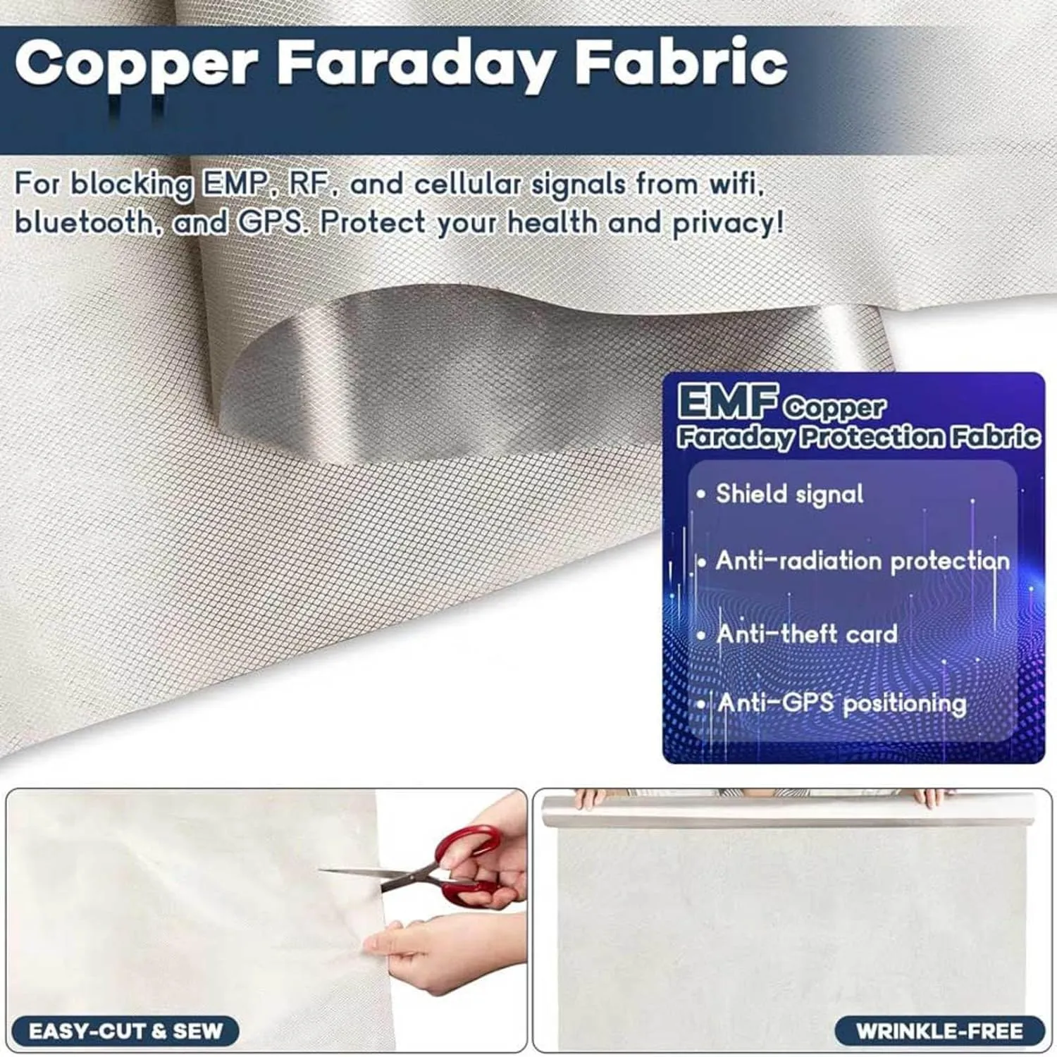 Faraday Fabric, EMF Protection Fabric EMP Cloth Faraday Bags EMP Proof Blocking Faraday Cloth Anti-Static WiFi Electromagnetic Anti Radiation,silver-10x1.1m