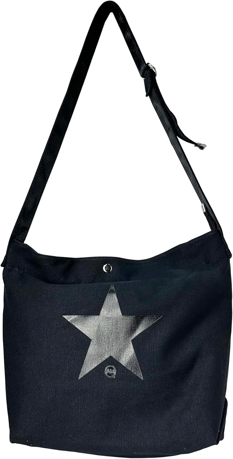 Fashion star canvas shoulder bag for men and women casual big travel bag leather messenger bag