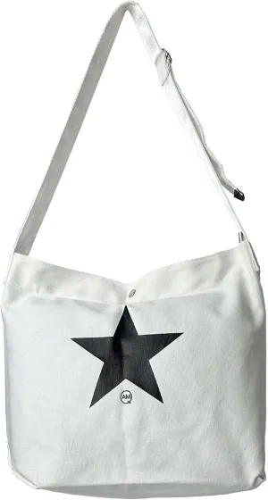 Fashion star canvas shoulder bag for men and women casual big travel bag leather messenger bag