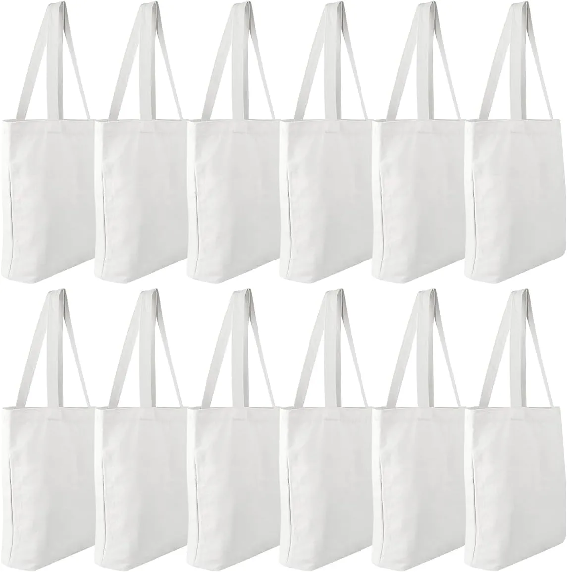 Faylapa 6 Pcs Canvas Tote Bags,Heavy Duty and Strong Easter Hunter Bag Shopping Grocery Bag Blank Cotton Bags for Decorating Crafts DIY,Painting (White, 13.6"x 15.3")