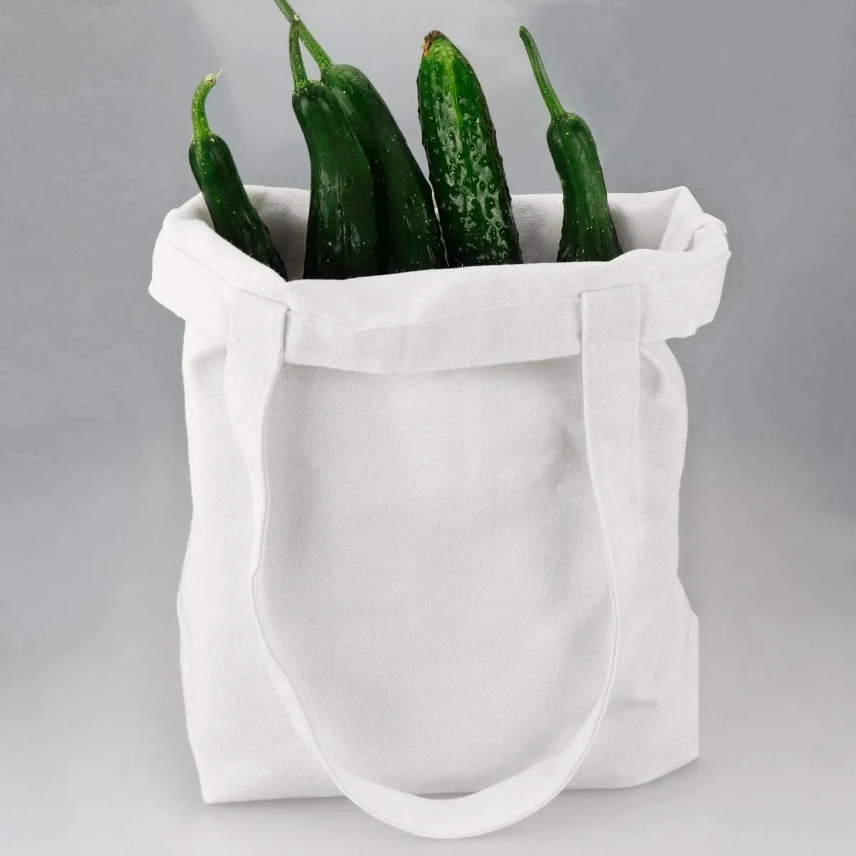 Faylapa 6 Pcs Canvas Tote Bags,Heavy Duty and Strong Easter Hunter Bag Shopping Grocery Bag Blank Cotton Bags for Decorating Crafts DIY,Painting (White, 13.6"x 15.3")