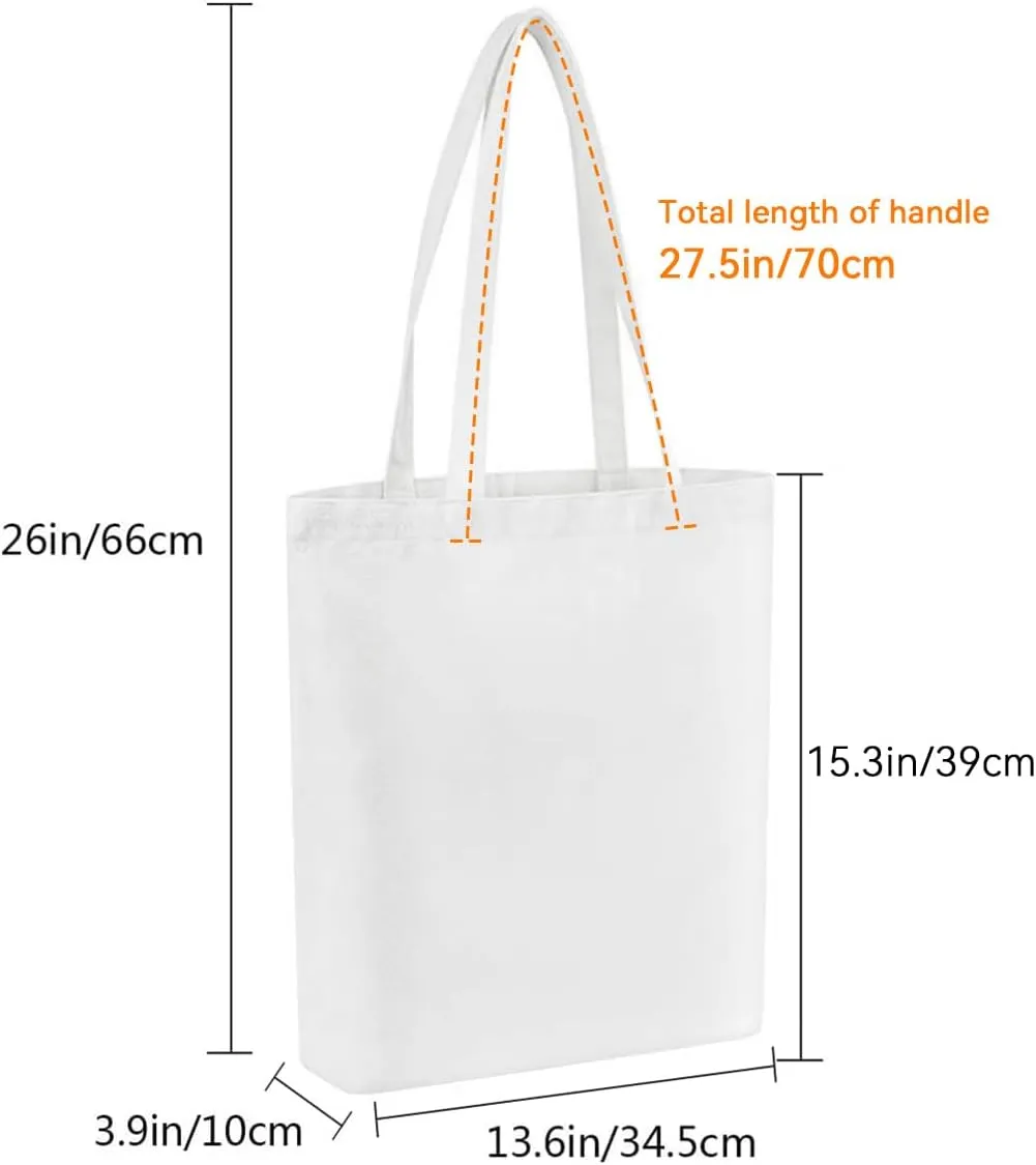 Faylapa 6 Pcs Canvas Tote Bags,Heavy Duty and Strong Easter Hunter Bag Shopping Grocery Bag Blank Cotton Bags for Decorating Crafts DIY,Painting (White, 13.6"x 15.3")