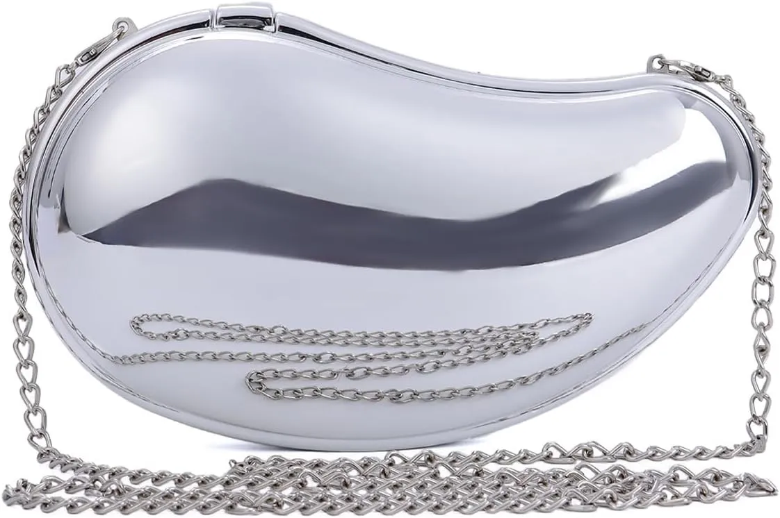 Fecialy Sparkly Acrylic Clutch Purse Women Metallic Acrylic Evening Bags Mango Shape Handbags for Bridal Party Prom