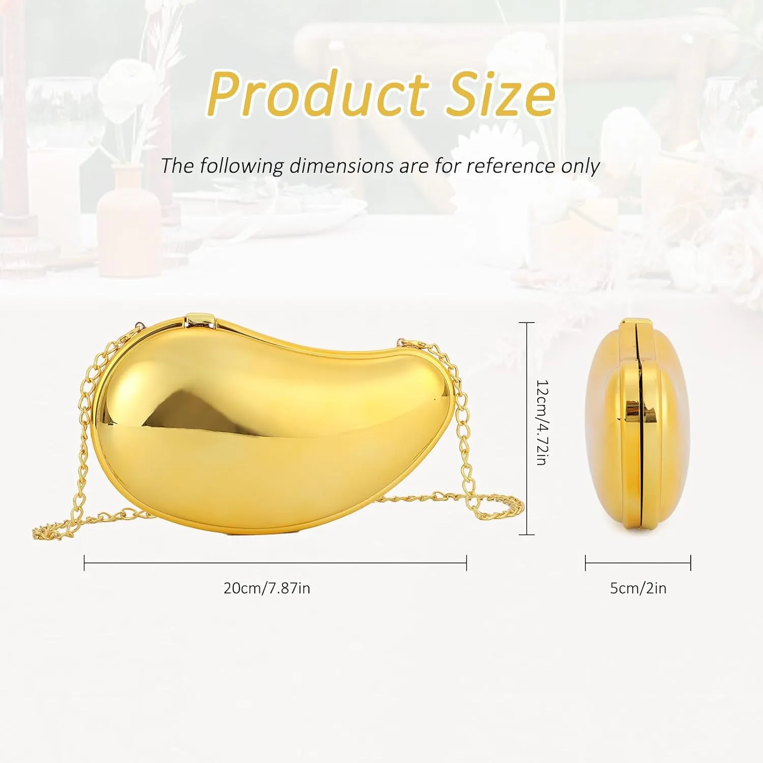 Fecialy Sparkly Acrylic Clutch Purse Women Metallic Acrylic Evening Bags Mango Shape Handbags for Bridal Party Prom