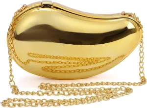 Fecialy Sparkly Acrylic Clutch Purse Women Metallic Acrylic Evening Bags Mango Shape Handbags for Bridal Party Prom