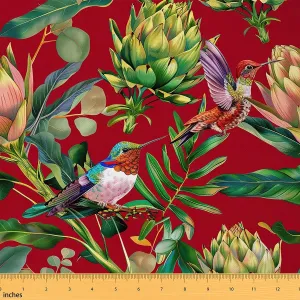 Feelyou Hummingbird Fabric by The Yard 3 Yards Tropical Birds Decorative Waterproof Outdoor Fabric Hummingbird Flowers Upholstery Fabric for Chairs Farmhouse Garden Fabric for Home DIY Projects