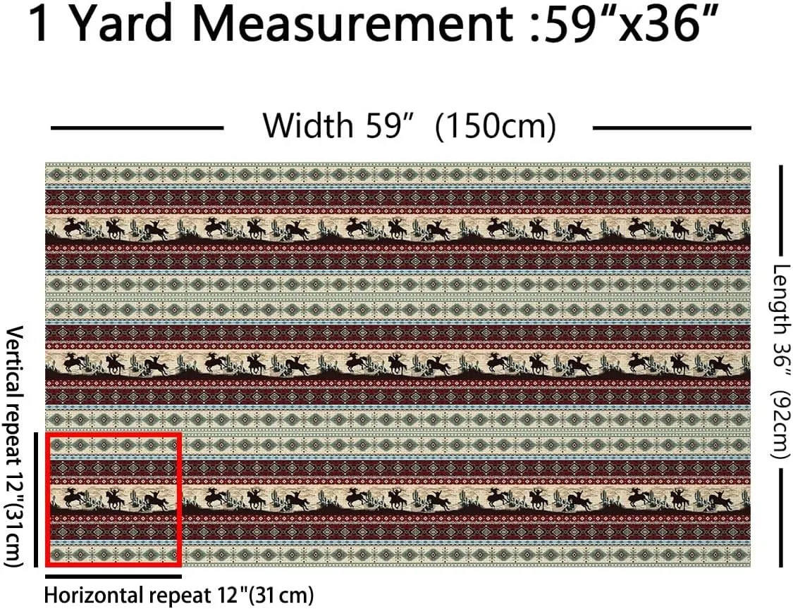 Feelyou Southwestern Cowboys Upholstery Fabric for Chairs Vintage Exotic Geometry Waterproof Outdoor Fabric Set Kids Boys Girls Western Fabric by The Yard Kids Boho Western Bedroom Collection 10 Yard