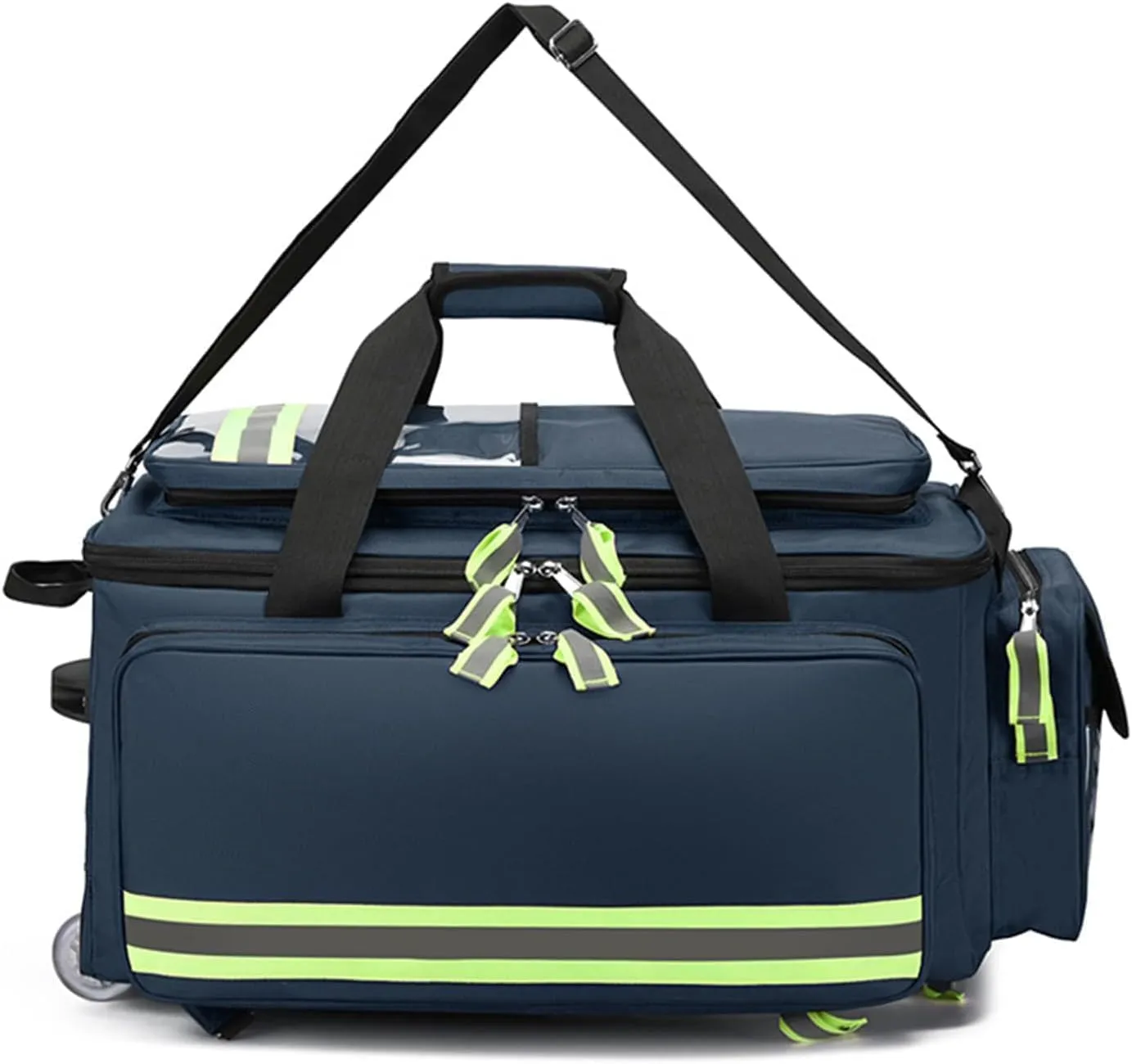 First Aid Kit Bag Rolling Medical Supplies Bag with Detachable Trolley, Nurse Rolling Bag Emergency Rescue Kit for Outdoor Hiking, Backpacking, Camping, Traveling(Blue)