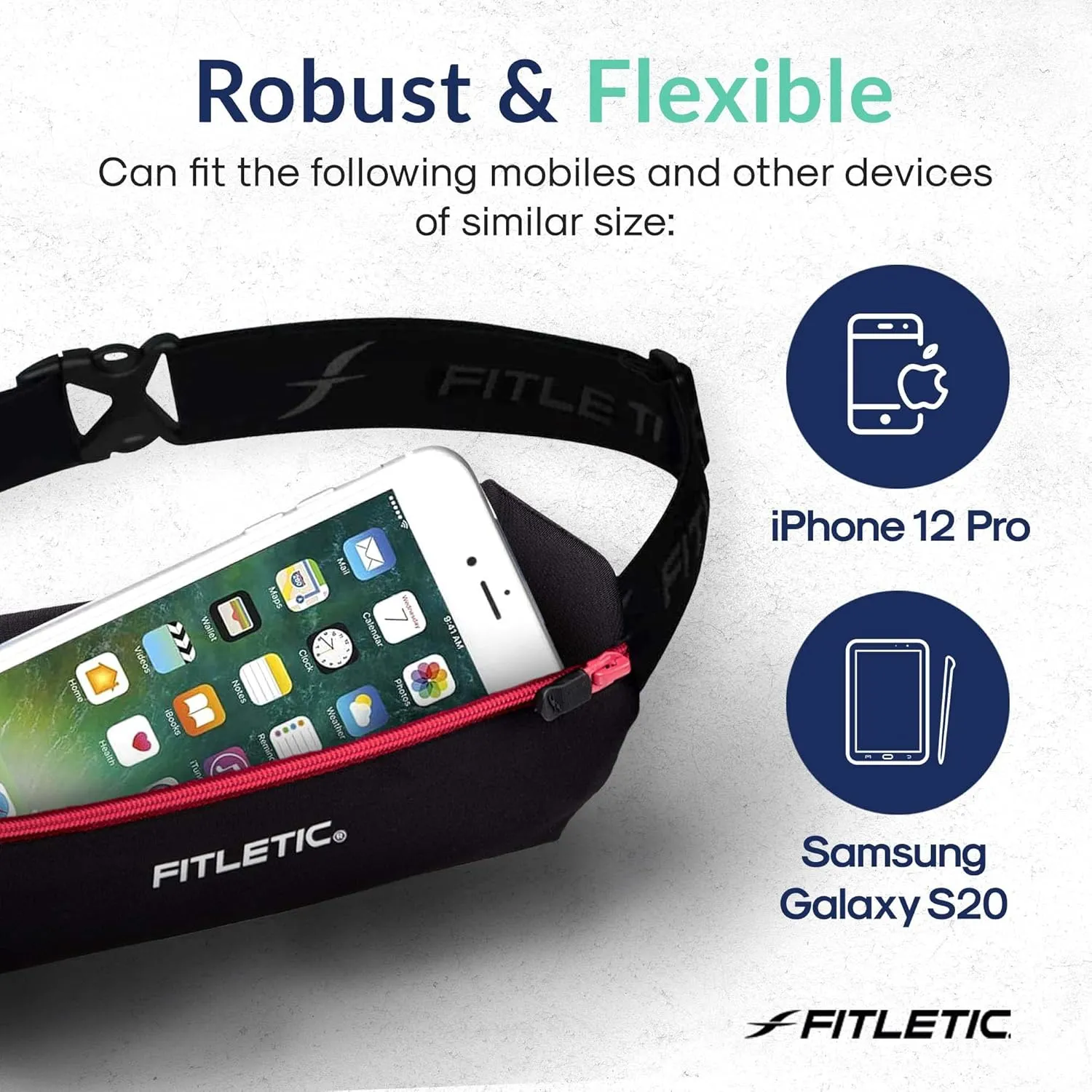 Fitletic Active Lifestyle Fanny Pack & Mini Sports Running Belt For Men & Women – Lightweight, Low Profile & Sleek Design – Ultra-Soft Expandable Lycra Pouch - Fits All Phones – Inner Organizer Pocket