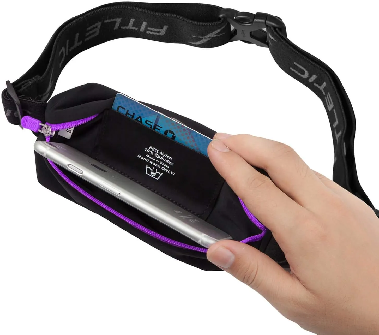 Fitletic Active Lifestyle Fanny Pack & Mini Sports Running Belt For Men & Women – Lightweight, Low Profile & Sleek Design – Ultra-Soft Expandable Lycra Pouch - Fits All Phones – Inner Organizer Pocket