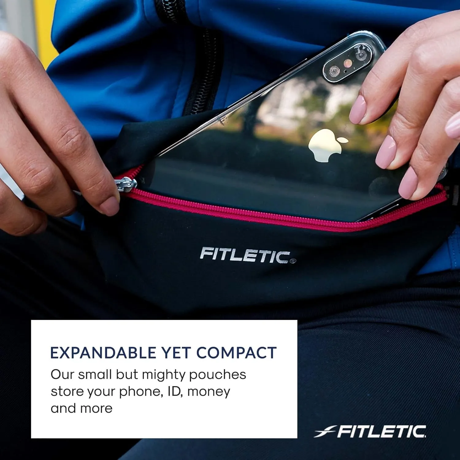 Fitletic Active Lifestyle Fanny Pack & Mini Sports Running Belt For Men & Women – Lightweight, Low Profile & Sleek Design – Ultra-Soft Expandable Lycra Pouch - Fits All Phones – Inner Organizer Pocket