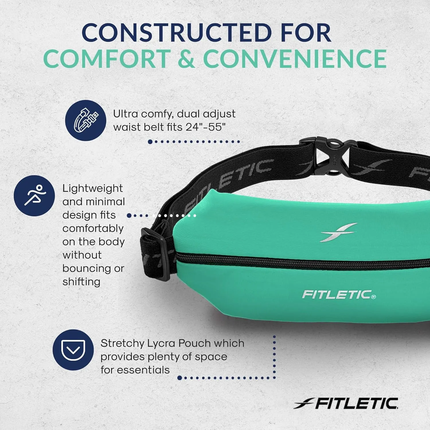 Fitletic Active Lifestyle Fanny Pack & Mini Sports Running Belt For Men & Women – Lightweight, Low Profile & Sleek Design – Ultra-Soft Expandable Lycra Pouch - Fits All Phones – Inner Organizer Pocket