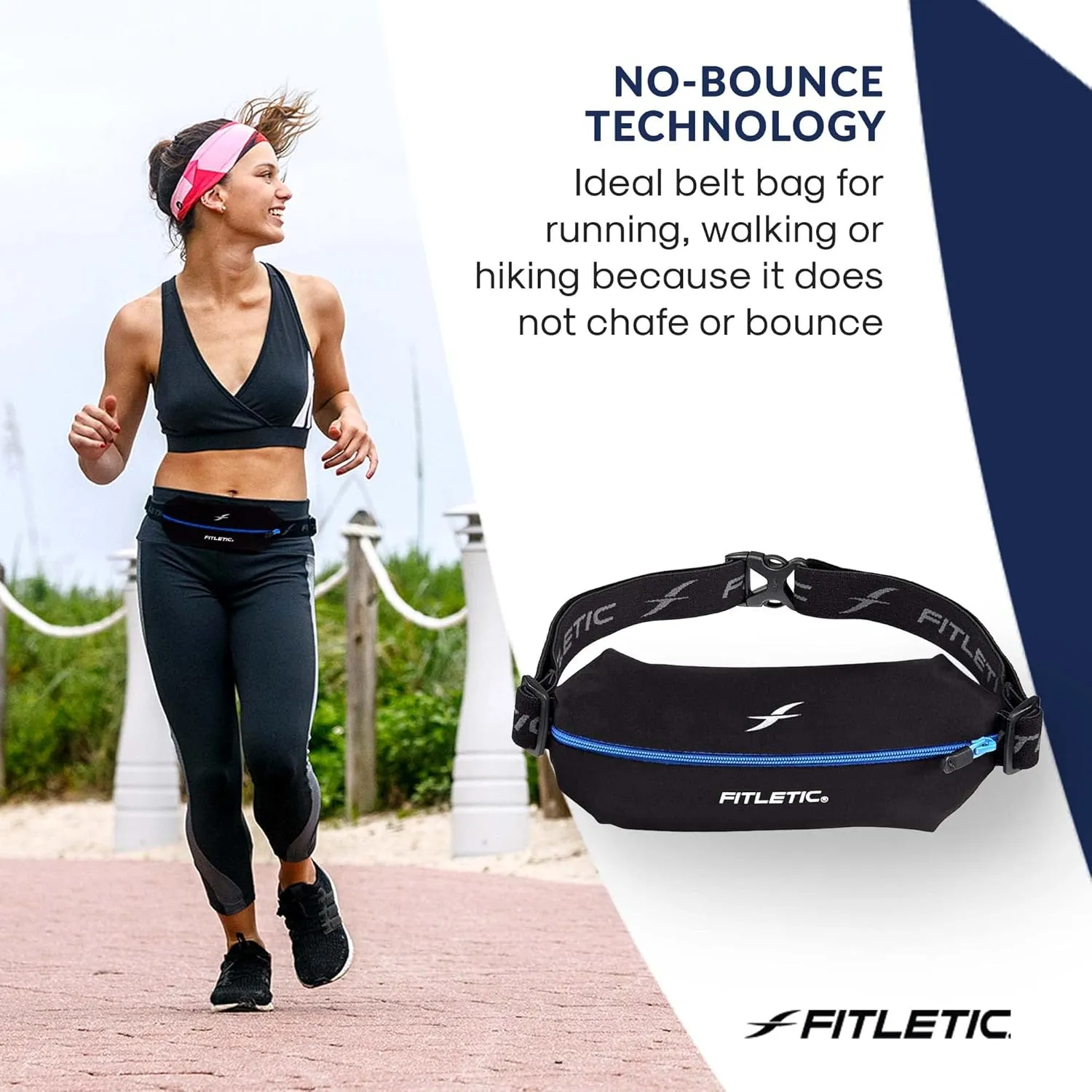 Fitletic Active Lifestyle Fanny Pack & Mini Sports Running Belt For Men & Women – Lightweight, Low Profile & Sleek Design – Ultra-Soft Expandable Lycra Pouch - Fits All Phones – Inner Organizer Pocket
