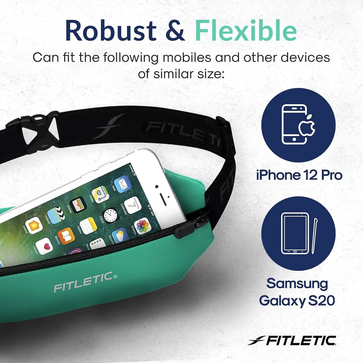 Fitletic Active Lifestyle Fanny Pack & Mini Sports Running Belt For Men & Women – Lightweight, Low Profile & Sleek Design – Ultra-Soft Expandable Lycra Pouch - Fits All Phones – Inner Organizer Pocket