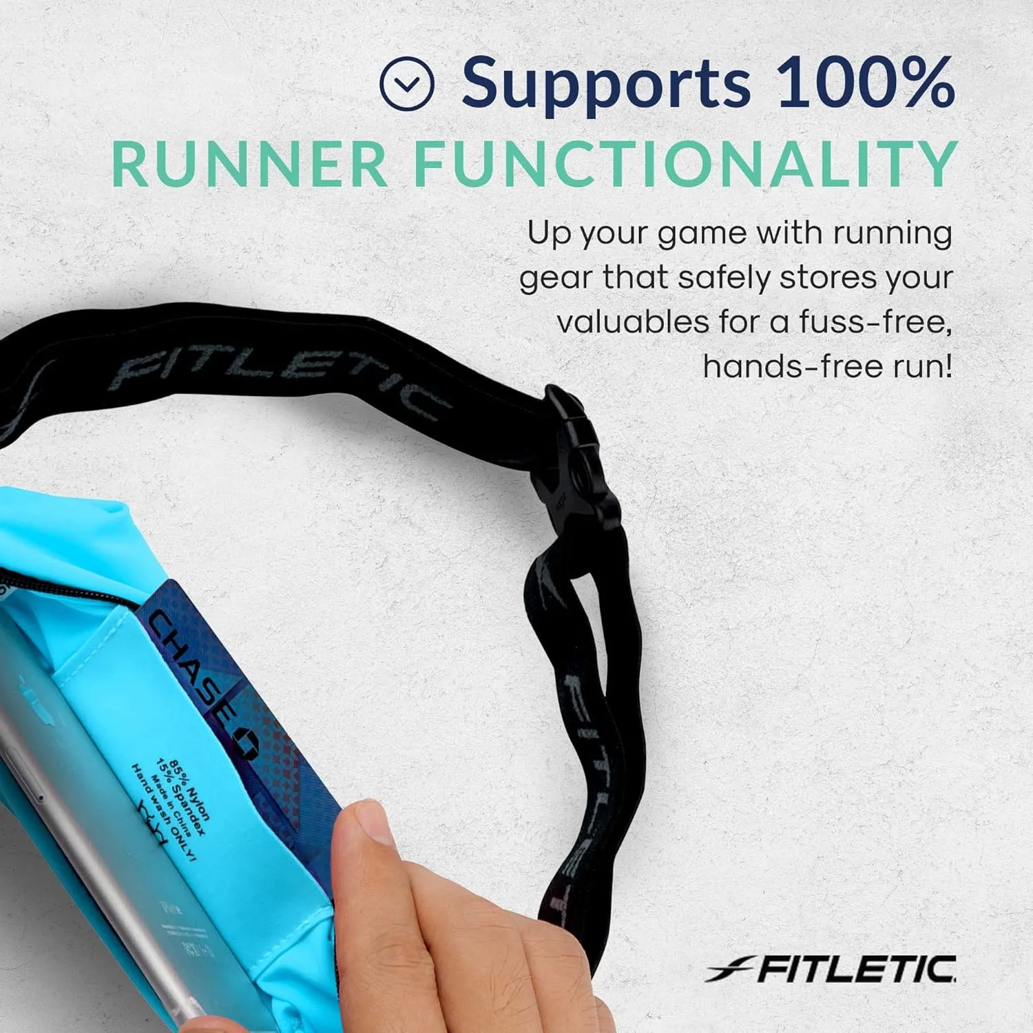 Fitletic Active Lifestyle Fanny Pack & Mini Sports Running Belt For Men & Women – Lightweight, Low Profile & Sleek Design – Ultra-Soft Expandable Lycra Pouch - Fits All Phones – Inner Organizer Pocket