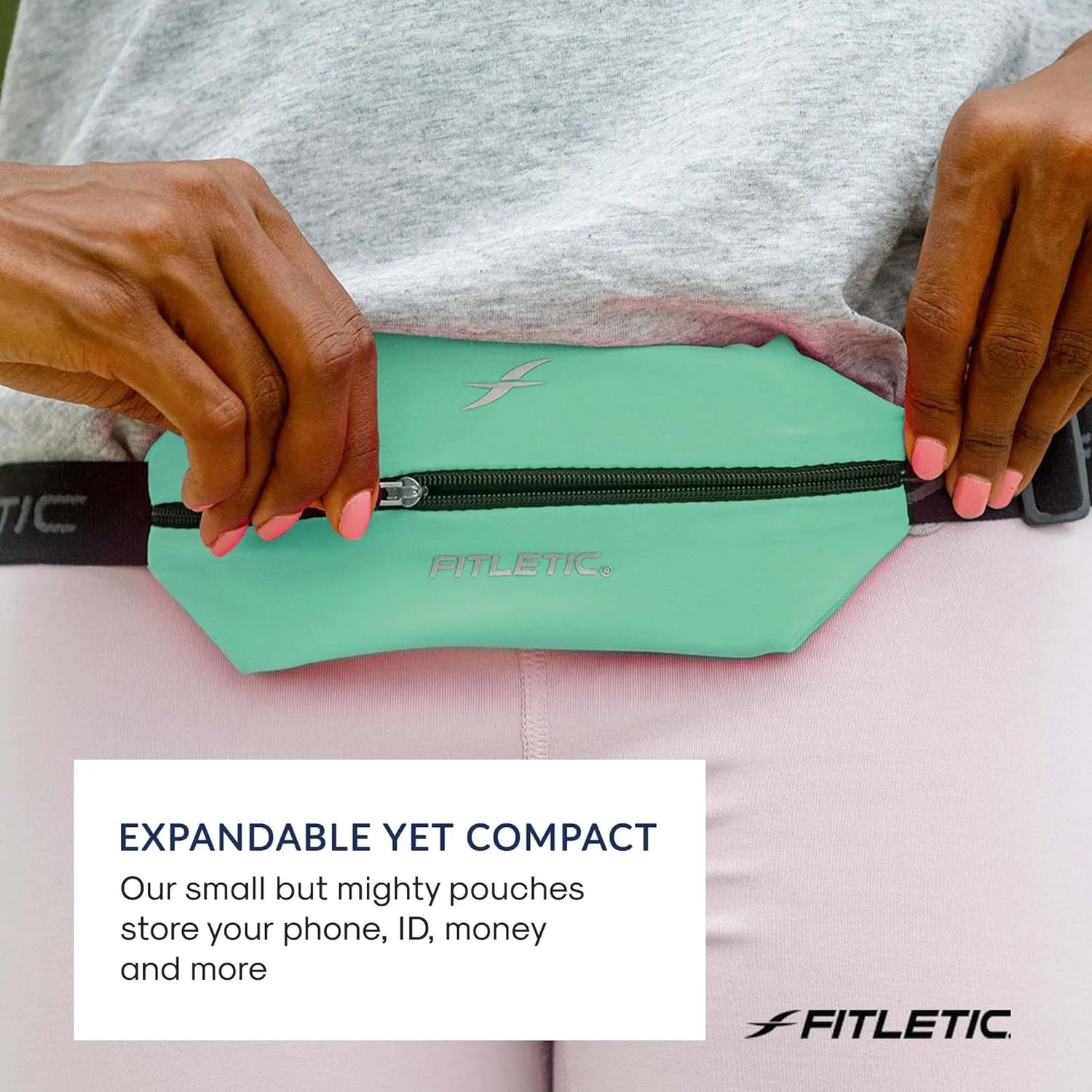 Fitletic Active Lifestyle Fanny Pack & Mini Sports Running Belt For Men & Women – Lightweight, Low Profile & Sleek Design – Ultra-Soft Expandable Lycra Pouch - Fits All Phones – Inner Organizer Pocket