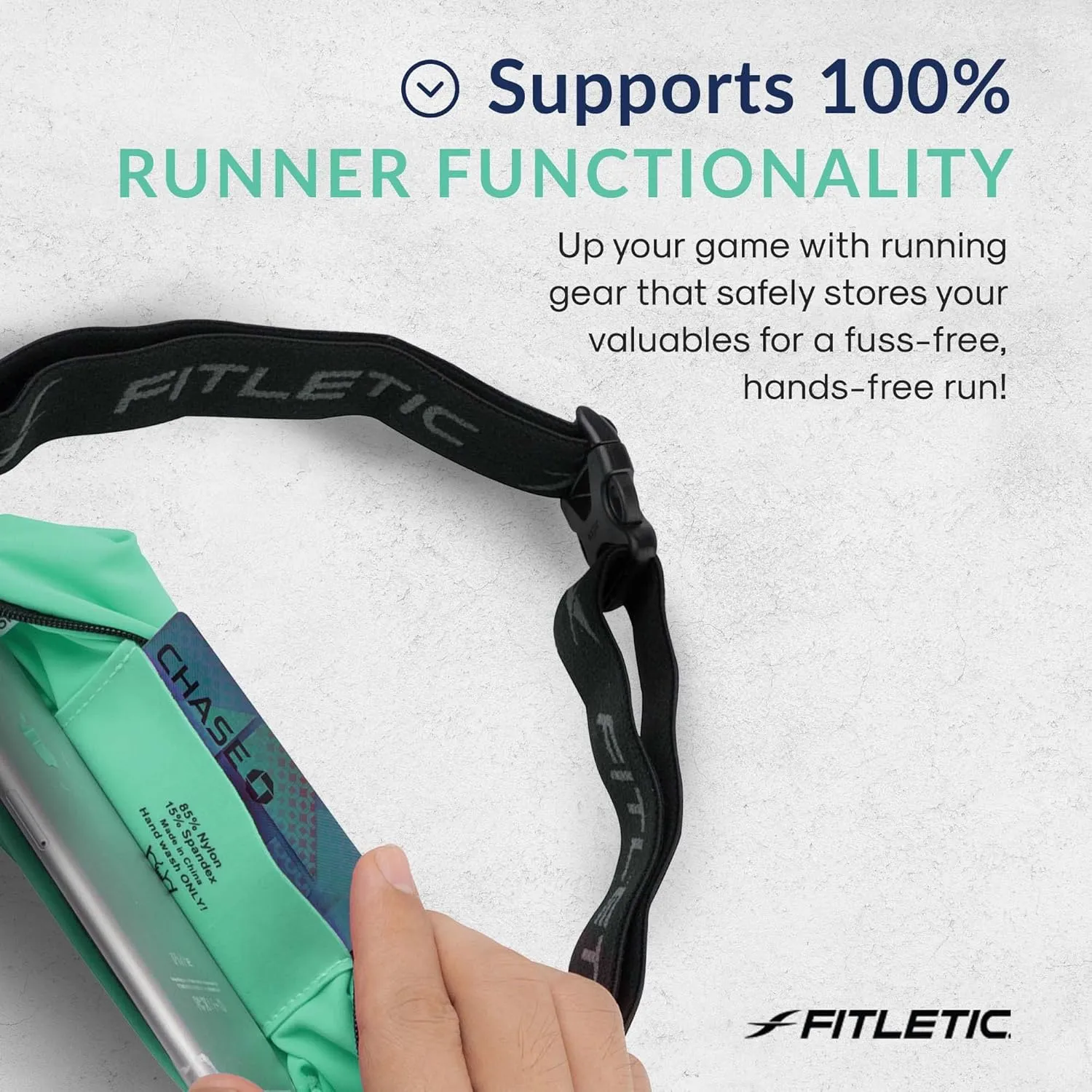 Fitletic Active Lifestyle Fanny Pack & Mini Sports Running Belt For Men & Women – Lightweight, Low Profile & Sleek Design – Ultra-Soft Expandable Lycra Pouch - Fits All Phones – Inner Organizer Pocket