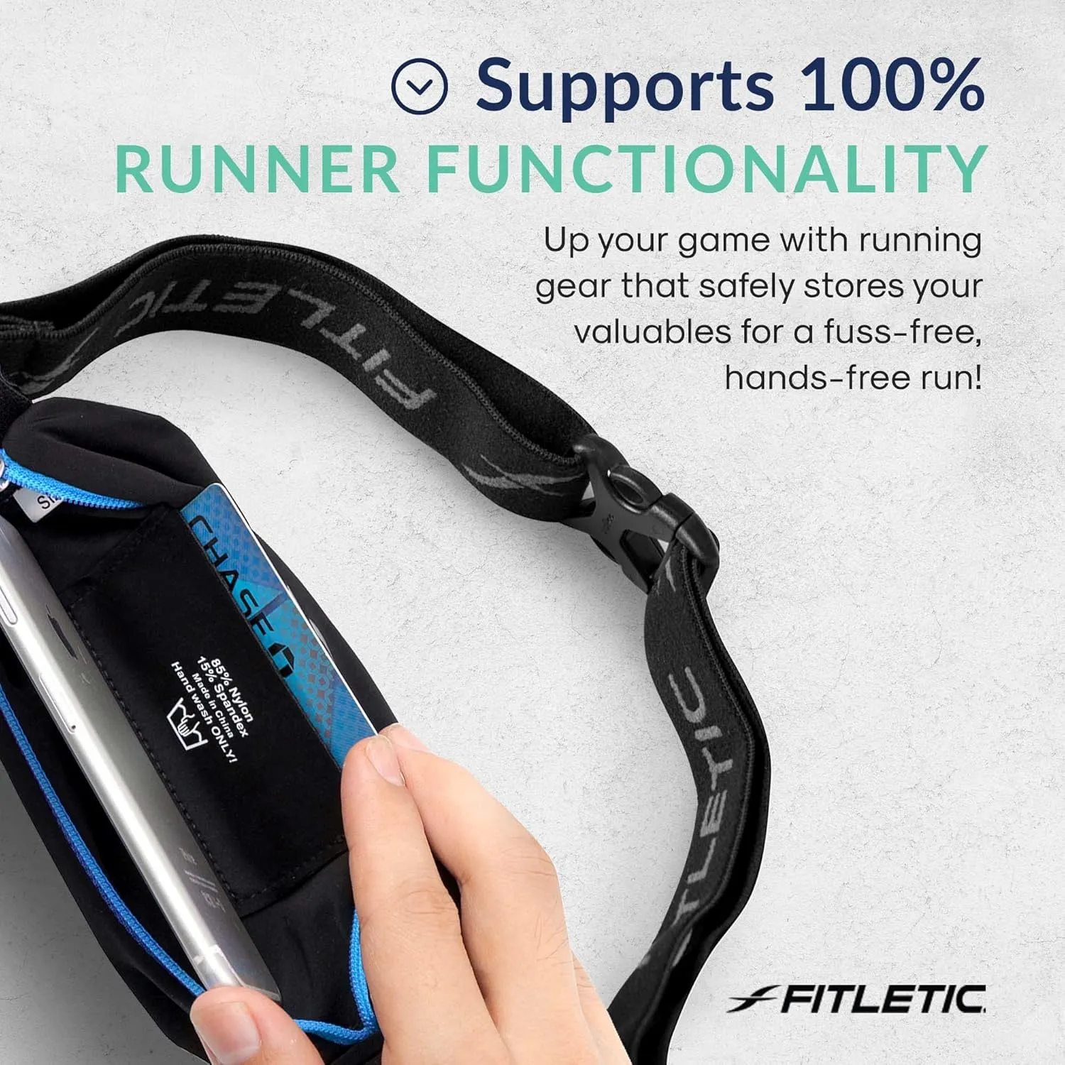 Fitletic Active Lifestyle Fanny Pack & Mini Sports Running Belt For Men & Women – Lightweight, Low Profile & Sleek Design – Ultra-Soft Expandable Lycra Pouch - Fits All Phones – Inner Organizer Pocket