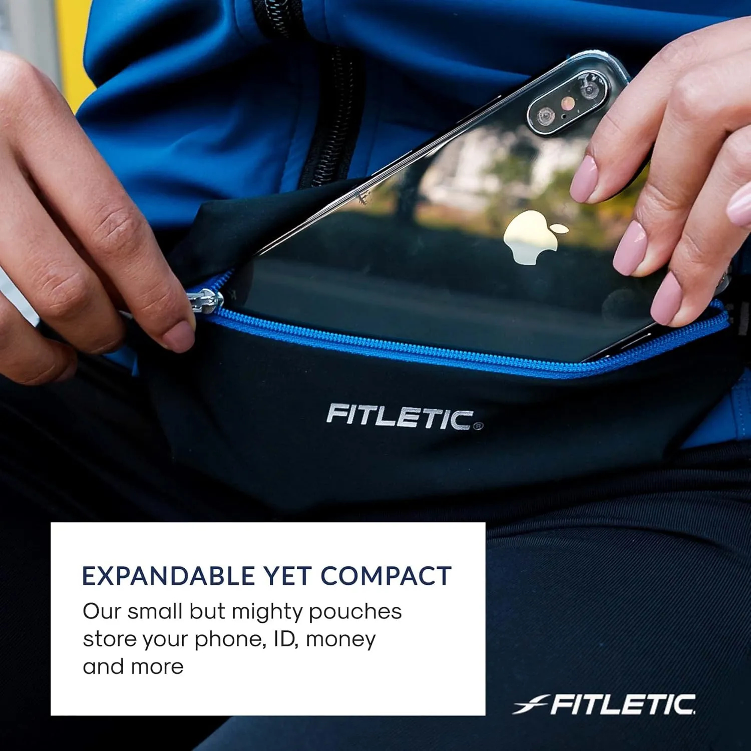 Fitletic Active Lifestyle Fanny Pack & Mini Sports Running Belt For Men & Women – Lightweight, Low Profile & Sleek Design – Ultra-Soft Expandable Lycra Pouch - Fits All Phones – Inner Organizer Pocket
