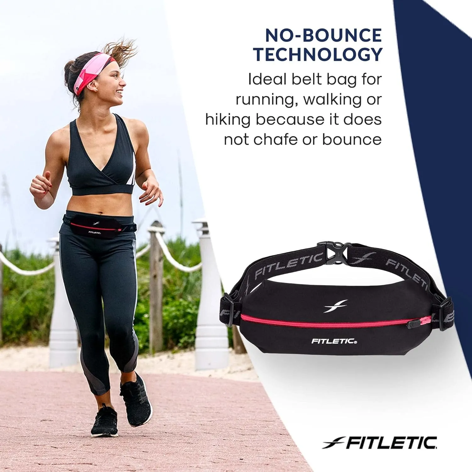 Fitletic Active Lifestyle Fanny Pack & Mini Sports Running Belt For Men & Women – Lightweight, Low Profile & Sleek Design – Ultra-Soft Expandable Lycra Pouch - Fits All Phones – Inner Organizer Pocket