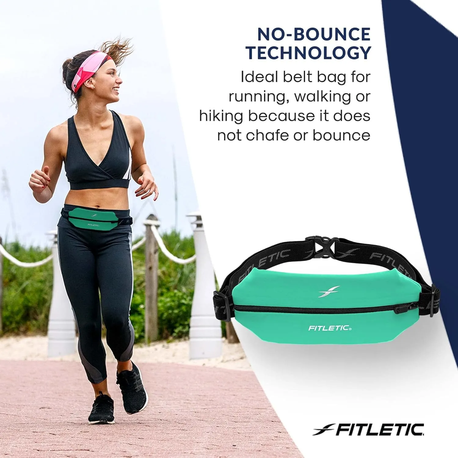 Fitletic Active Lifestyle Fanny Pack & Mini Sports Running Belt For Men & Women – Lightweight, Low Profile & Sleek Design – Ultra-Soft Expandable Lycra Pouch - Fits All Phones – Inner Organizer Pocket