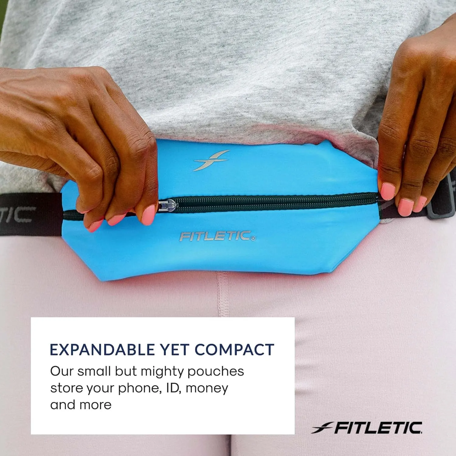 Fitletic Active Lifestyle Fanny Pack & Mini Sports Running Belt For Men & Women – Lightweight, Low Profile & Sleek Design – Ultra-Soft Expandable Lycra Pouch - Fits All Phones – Inner Organizer Pocket