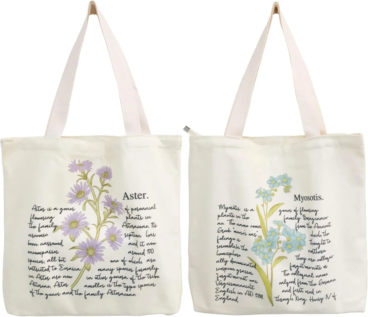 Floral Canvas Tote Bag Botanical Shopping Bag Aesthetic Flower Tote Bag Canvas Grocery Bag for Women Trendy Tote
