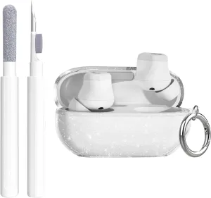 for Beats Solo Buds Case Clear Glitter,Sparkly Bling Design for Beats Solo Buds Cover,Shockproof Soft TPU for Beats Earbuds with Keychain and Cleaning Pen-Glitter