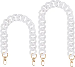 Framendino, 2 Pack Acrylic Large Flat Purse Chains White Handbag Straps Replacement for Wallet Clutch Making DIY Craft (40cm, 60cm)