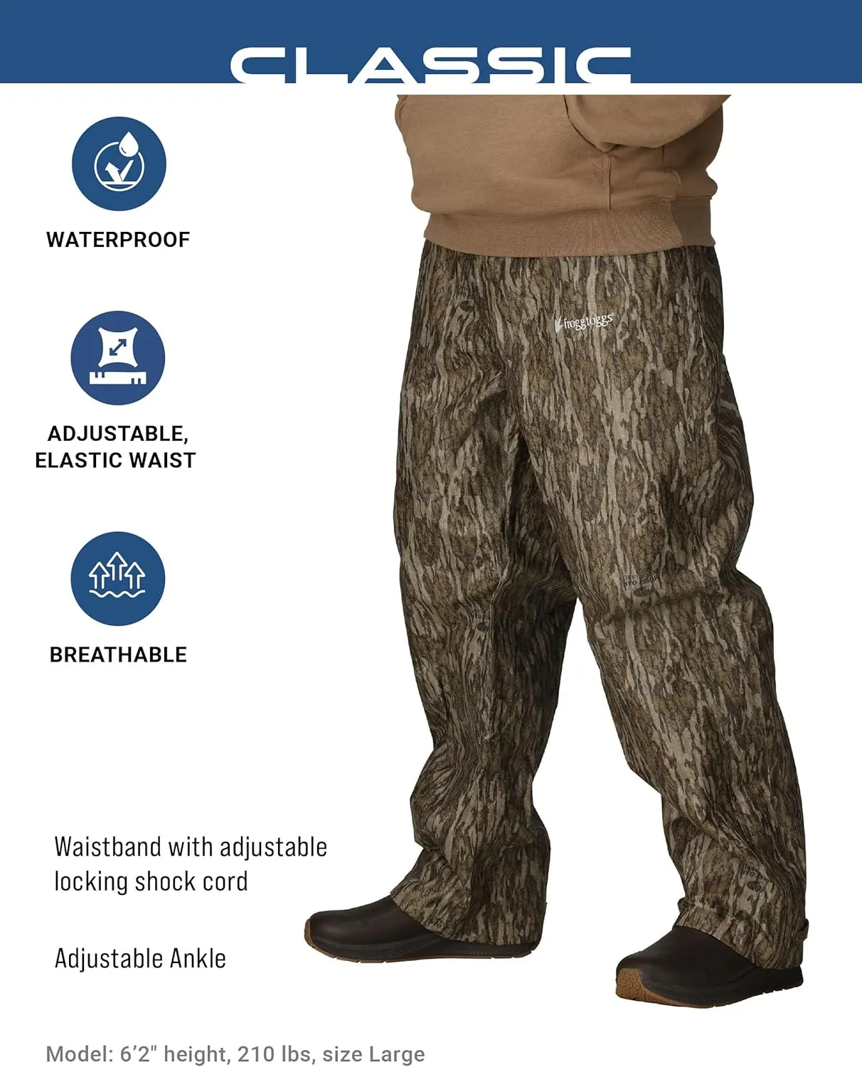 FROGG TOGGS Men's Classic Pro Action Waterproof Breathable Rain Pant