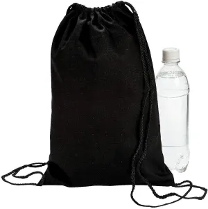Fun Express - Black Canvas Drawstring Backpacks - Apparel Accessories - Totes - Plain Backpacks - 12 Pieces
