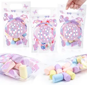 Fuutreo 50 Pcs Popular Music Bags Singer Clear Sealing Pouches with Handles Resealable Disco Ball Plastic Bag for Musical Lover Theme Birthday Party Candy Gift Wrap Supplies Decor (Popular)