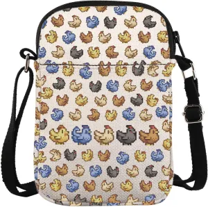 Game Inspired Crossbody Purse Bag College Style Video Game Gift Pixel Chicken Lovers Messenger Bag Pelican Town Gift