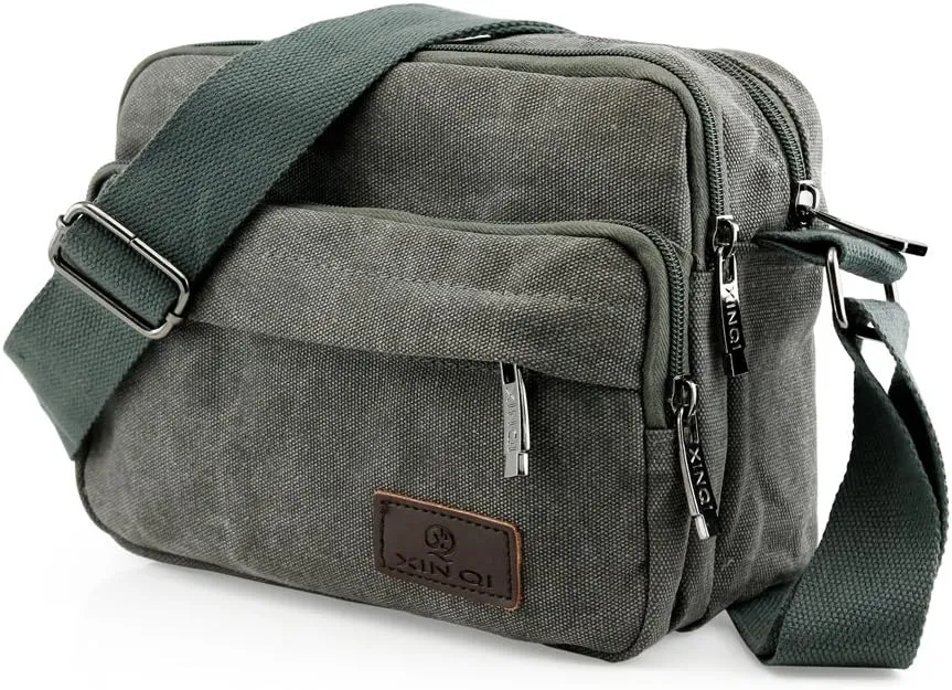 GEARONIC TM Men Vintage Crossbody Canvas Messenger Shoulder Bag Hiking Military Travel Satchel