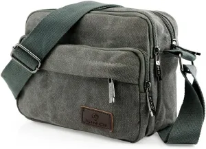 GEARONIC TM Men Vintage Crossbody Canvas Messenger Shoulder Bag Hiking Military Travel Satchel