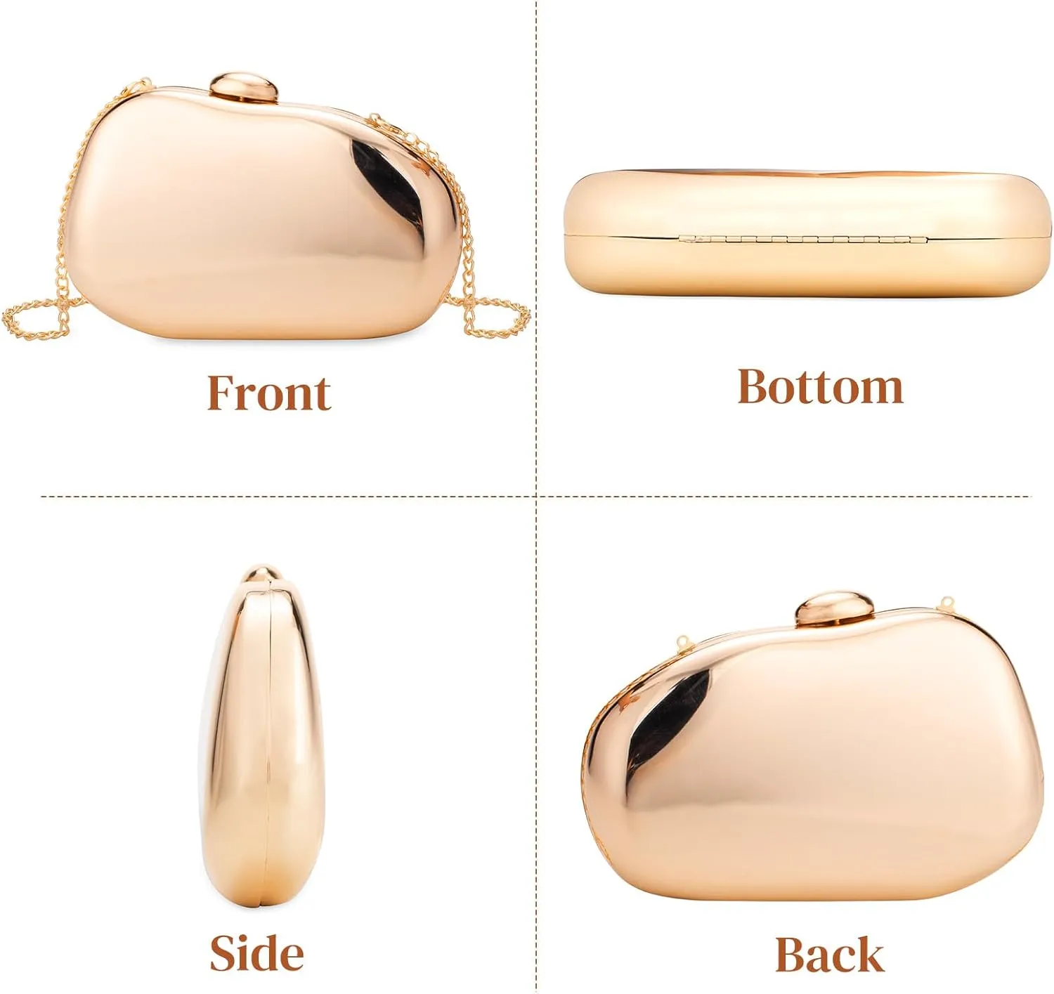 Gets Acrylic Clutch Purses for Women Gold Metallic Purse Silver Unique Handbag for Wedding Party Prom